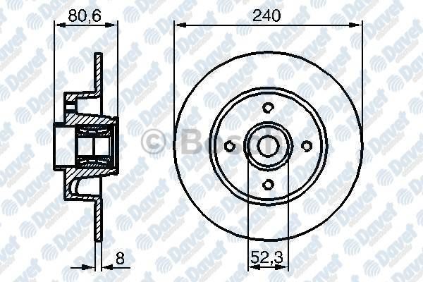 BOSCH 0986479278 Fren Diski Arka Rulmanli 240mm Megane Ii Clio Iii Modus 1.2 1.4 1.5dci 1.6 1.9dci 2.0